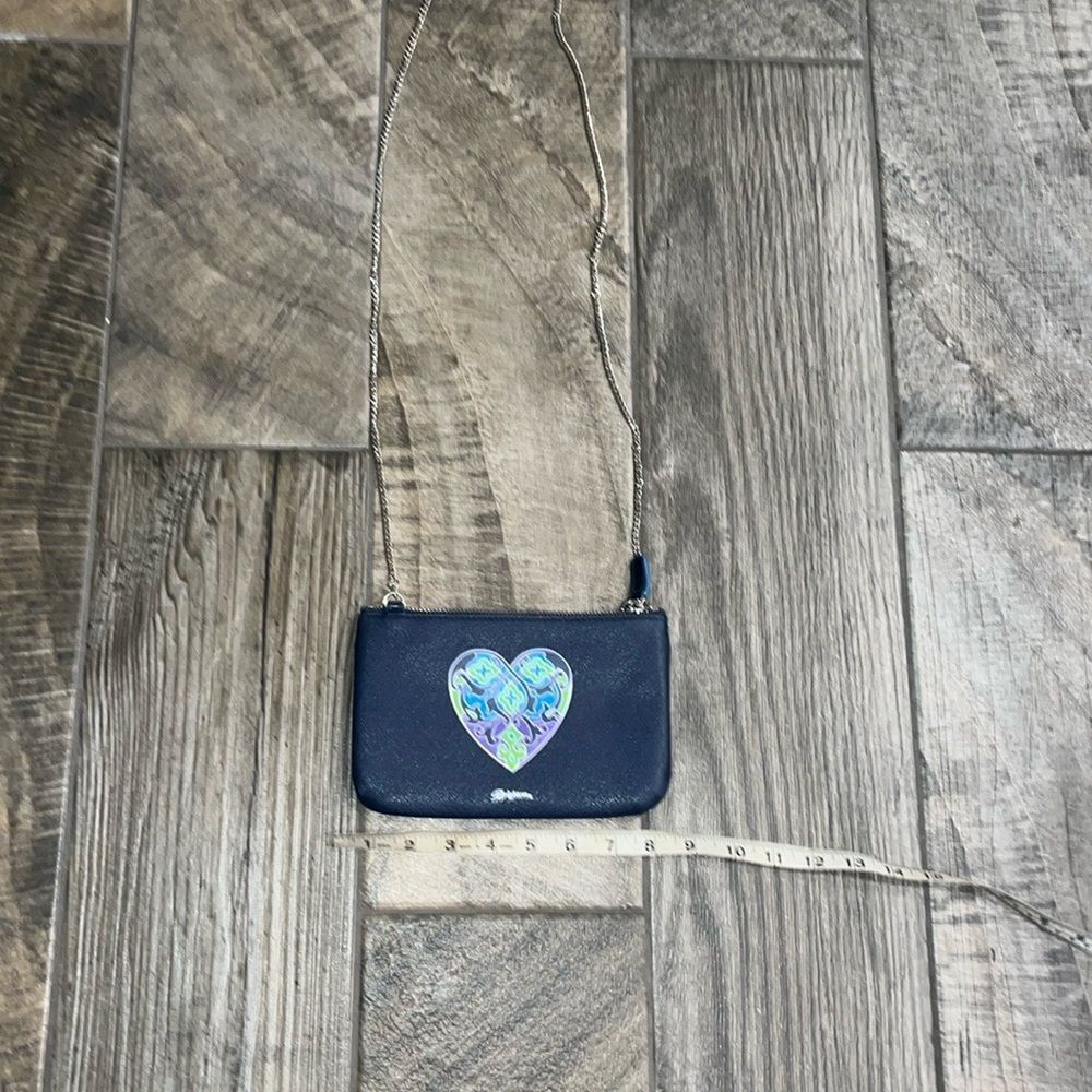 Brighton Blue Heart Design crossbody w/ silver chain handle